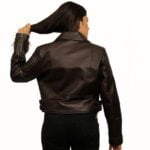 Fedora - Women Brown Leather Biker Jacket-2