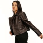 Fedora - Women Quilted Leather BIker Jacket-6