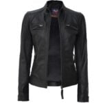 Selene - Black Quilted Leather Jacket