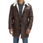 ADRIAN-Mens Bane Sherpa Brown Leather Coat