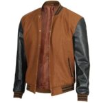 Mens-Brown-Varsity-Jacket-With-Black-Leather-Sleeves