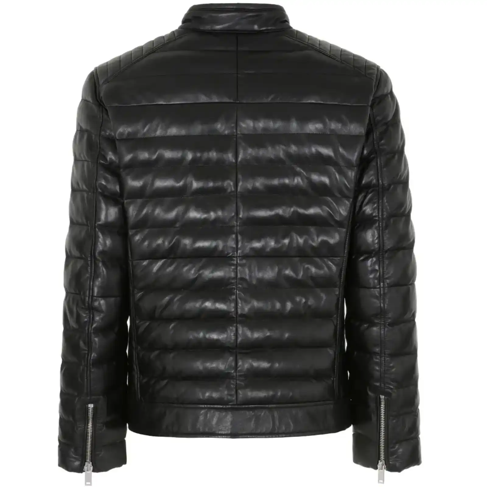 Black Leather Puffer Jacket Best Deals