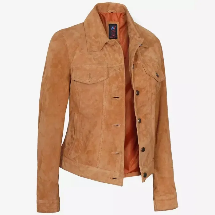 Buy Brown Suede Leather Trucker Jacket Womens