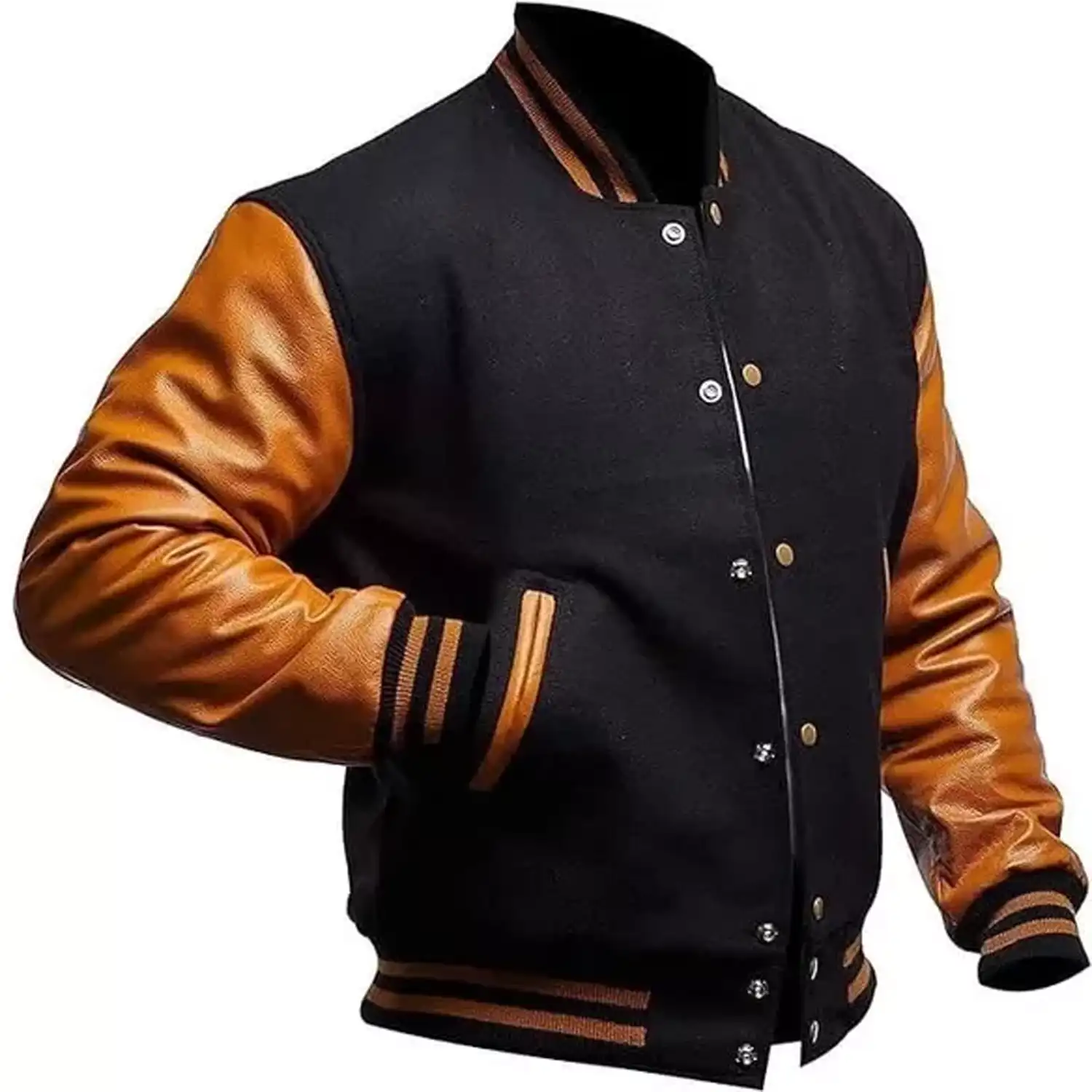 High School Unisex Black And Gold Letterman Jacket