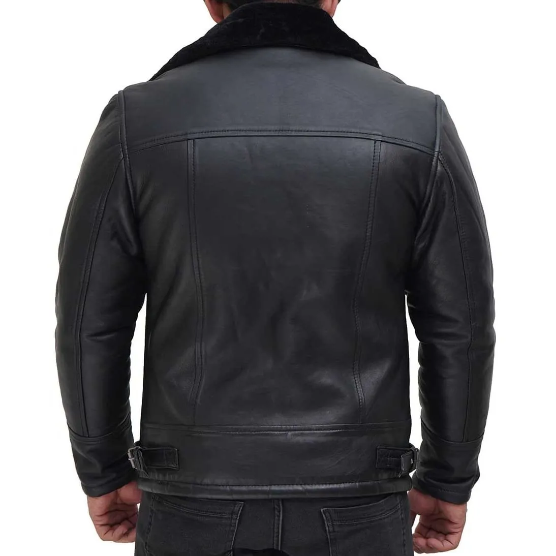 Leather Jacket with Black Fur Collar Best Deals