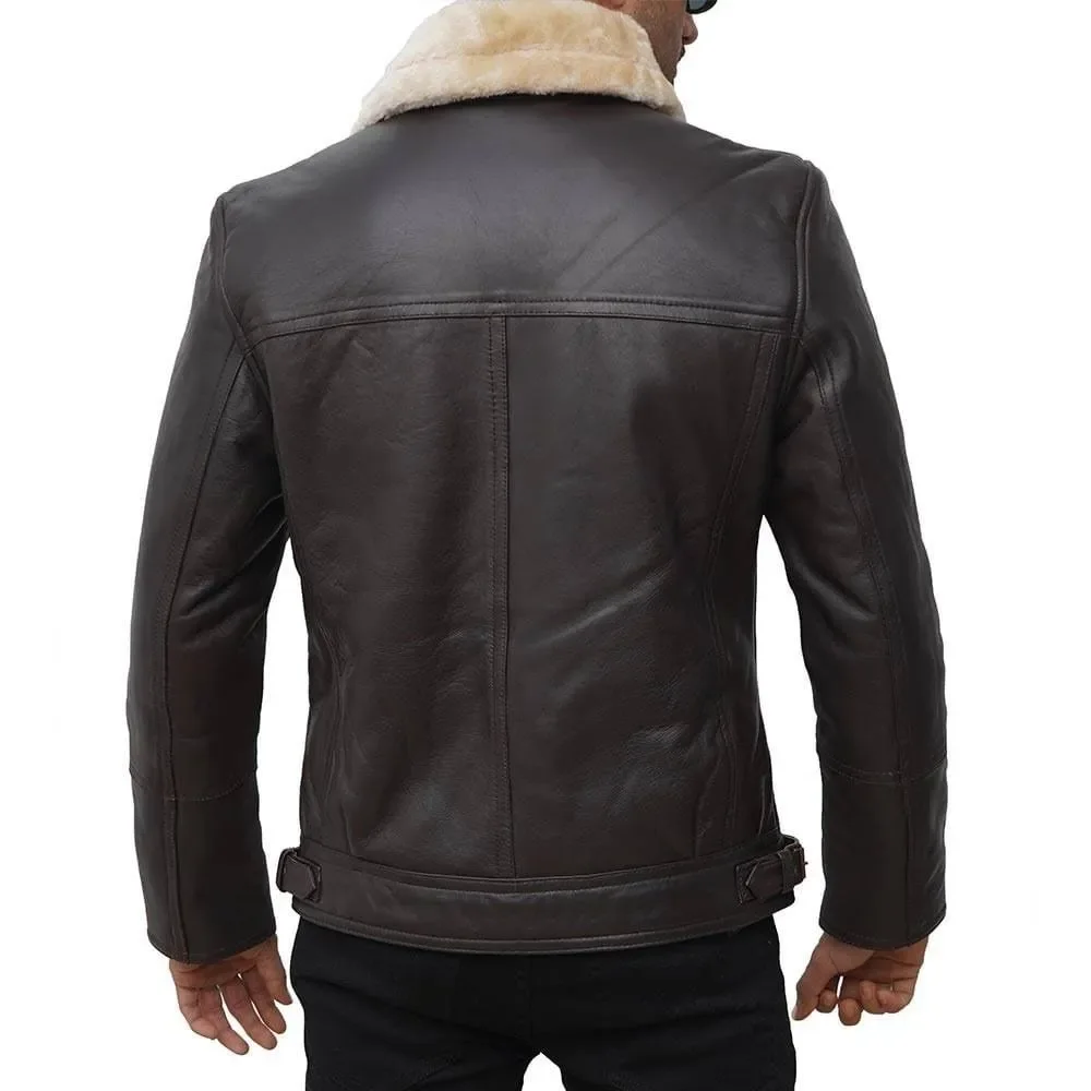 Shearling Biker Jacket Mens Brown Best Deals