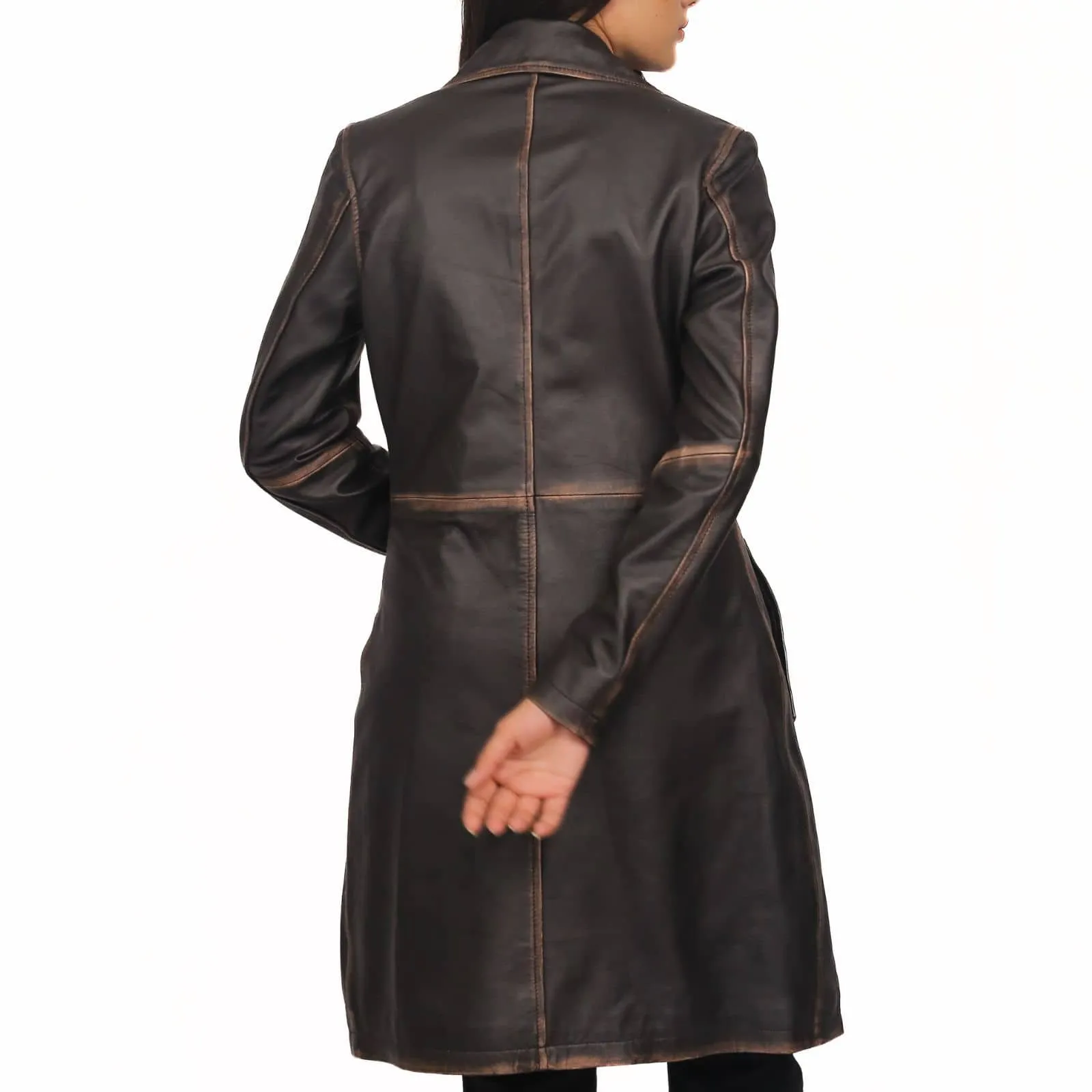 Women Real Distress Leather Coat Big Discounts