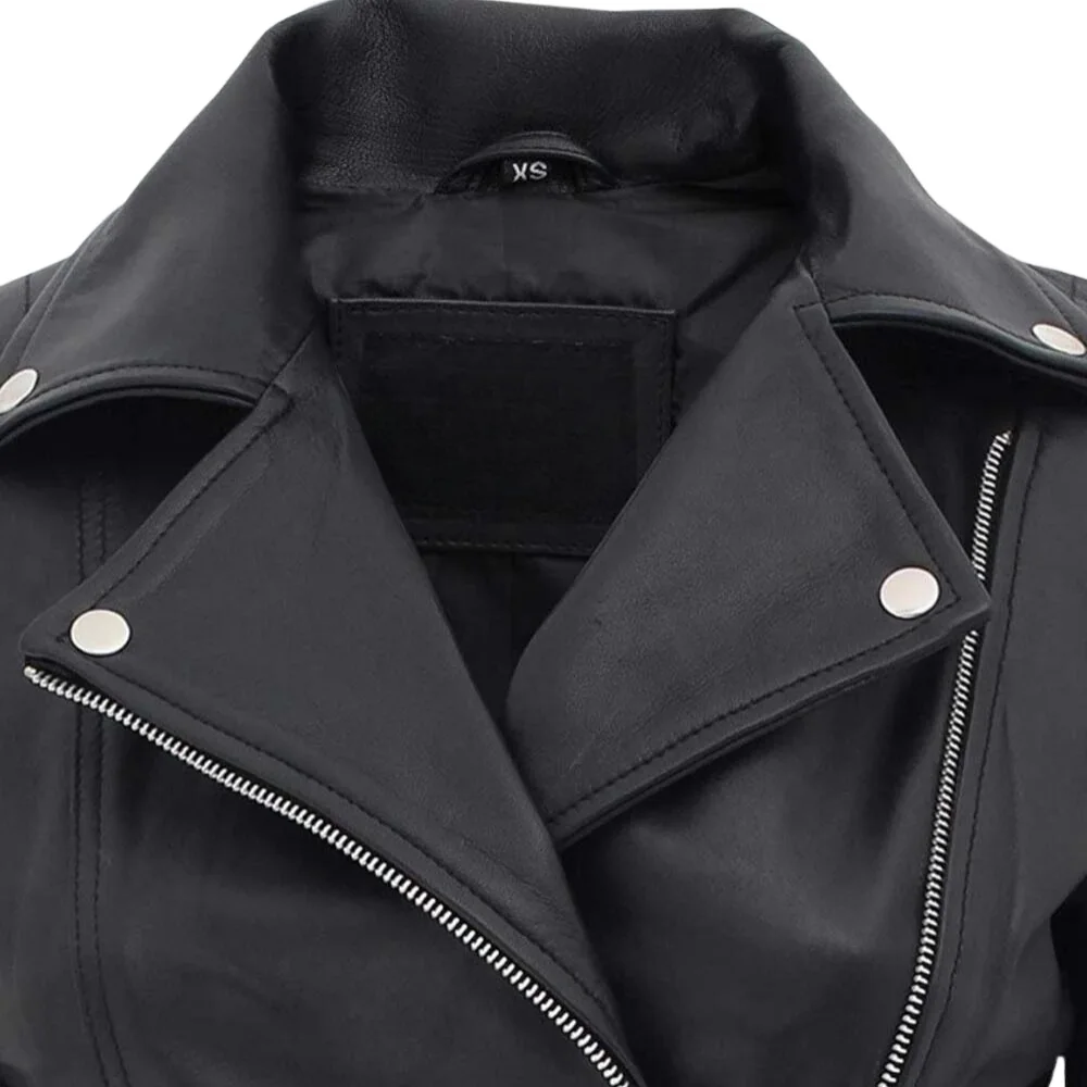 Black Quilted Leather Biker Jacket