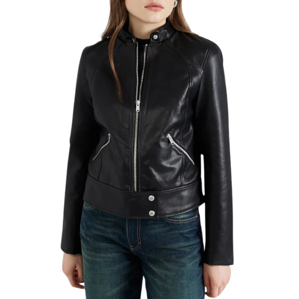 Black Womens Moto Leather Jacket