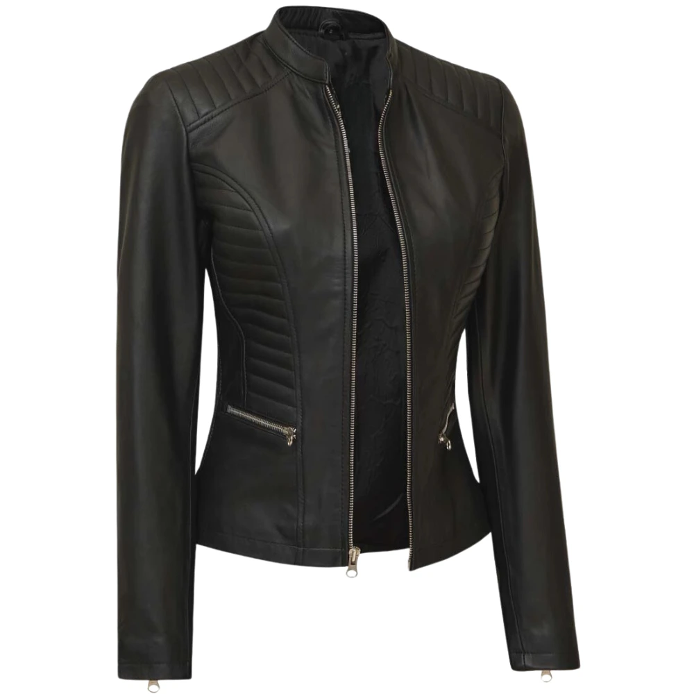 Padded Leather Jacket Womens