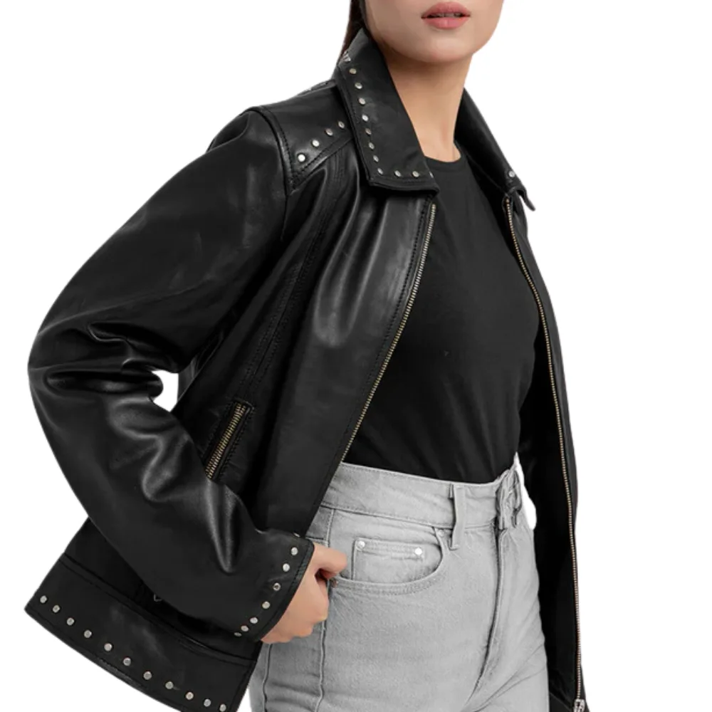 Black Studded Leather Jacket