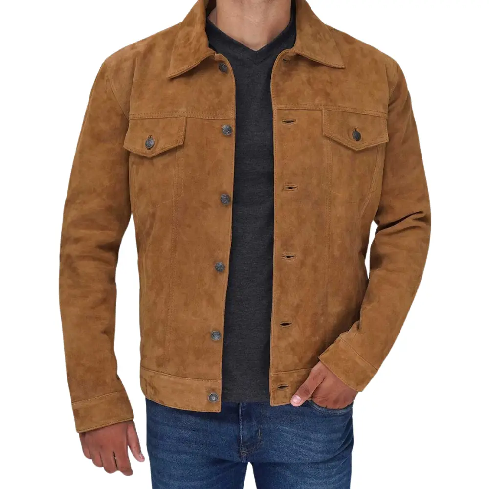 Brown Suede Trucker Jacket