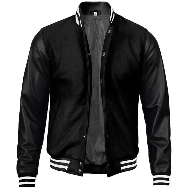 buy Mens Black Varsity Jacket