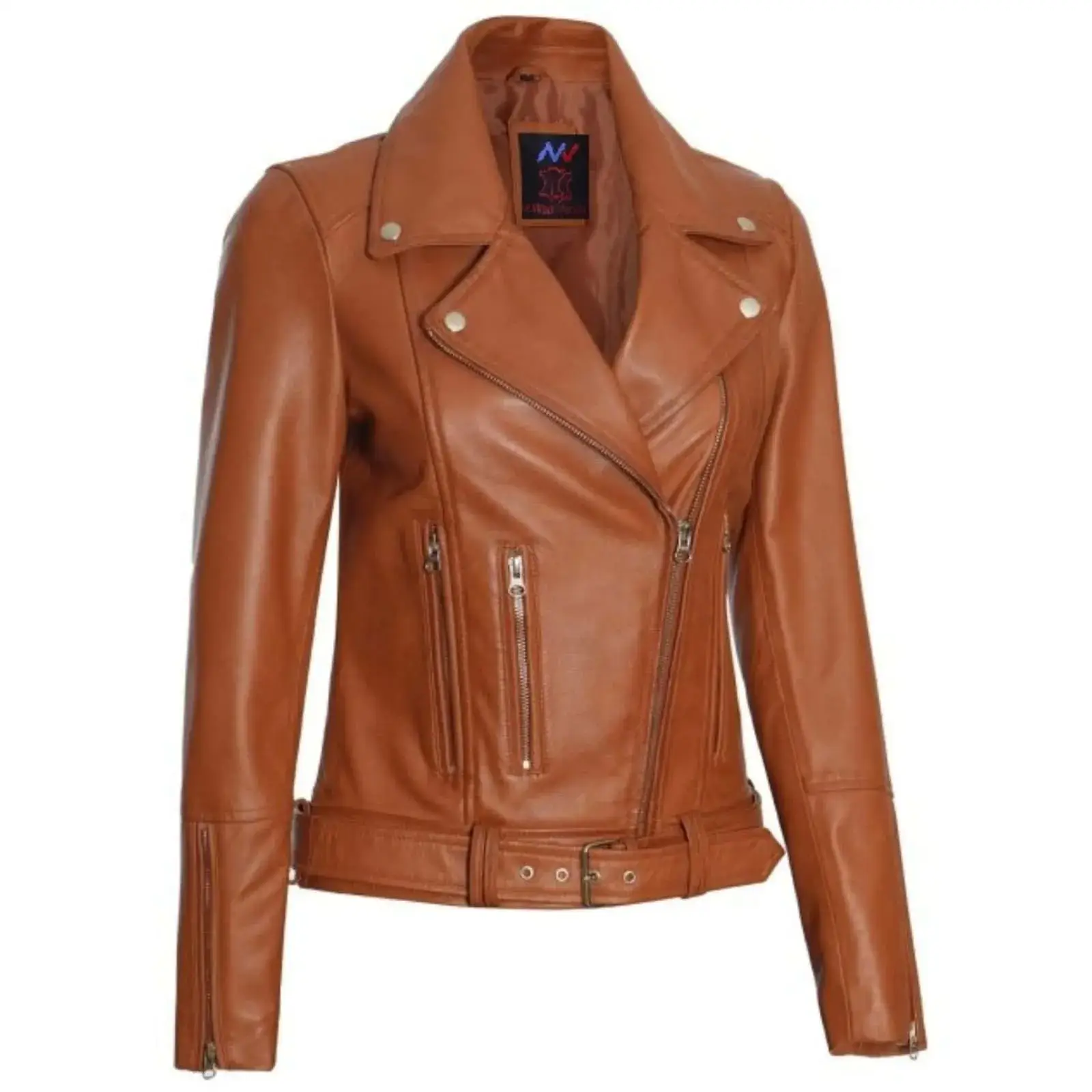 buy Women Real Lamb Leather Biker Jacket