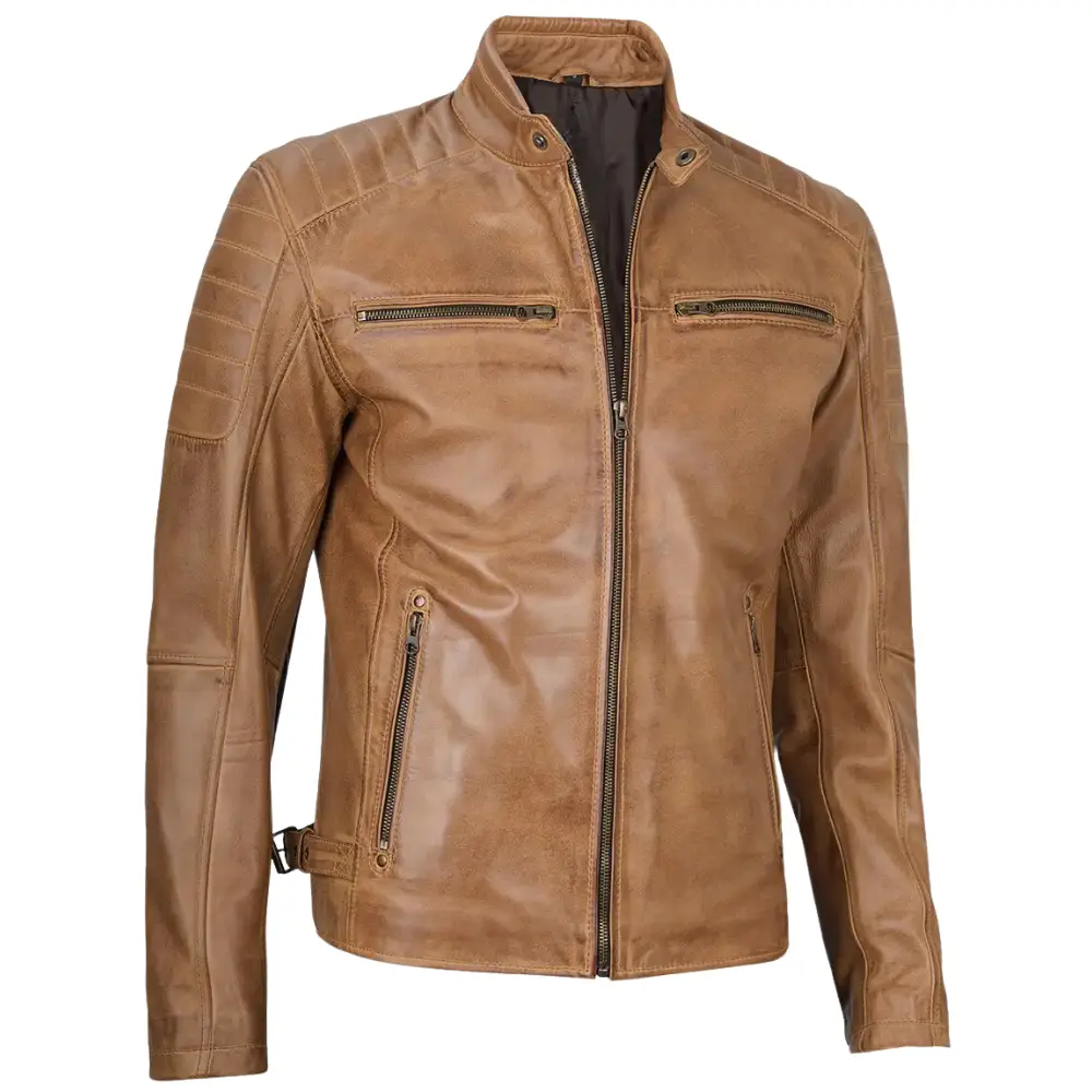 Cafe Racer Leather Camel Jacket