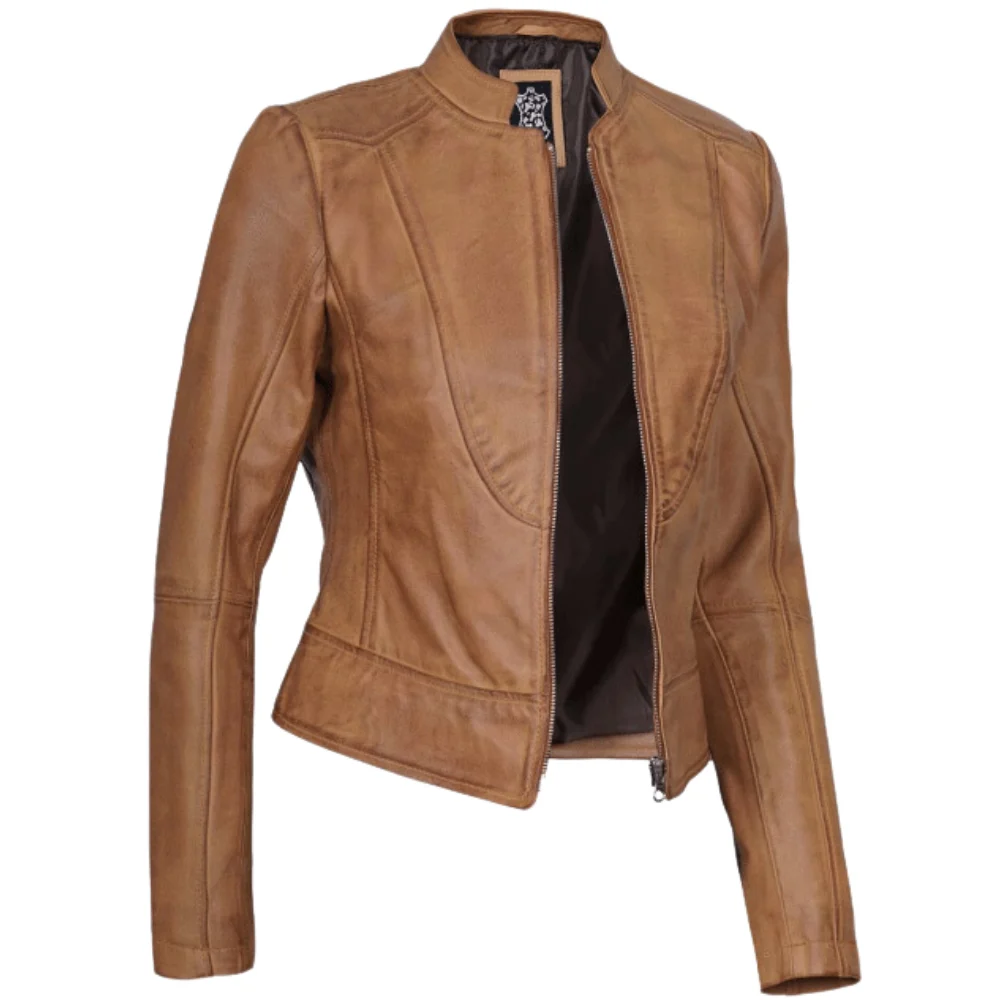 Brown Cafe Racer Jacket Leather Womens