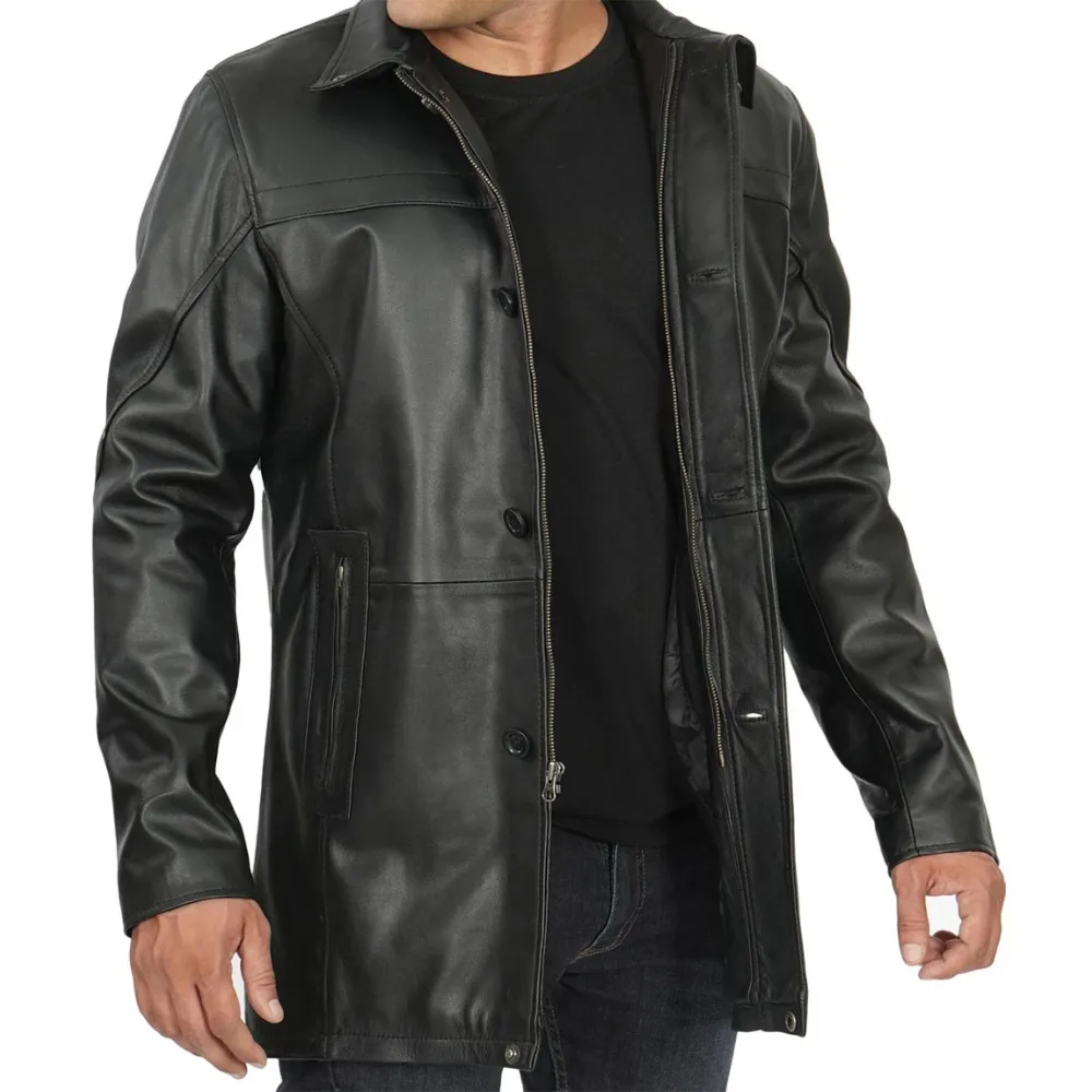 Lambskin Black Leather Coat Mens