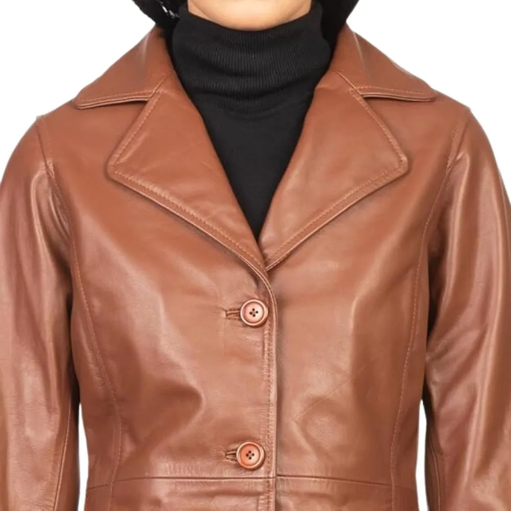 Brown Leather Trench Coat