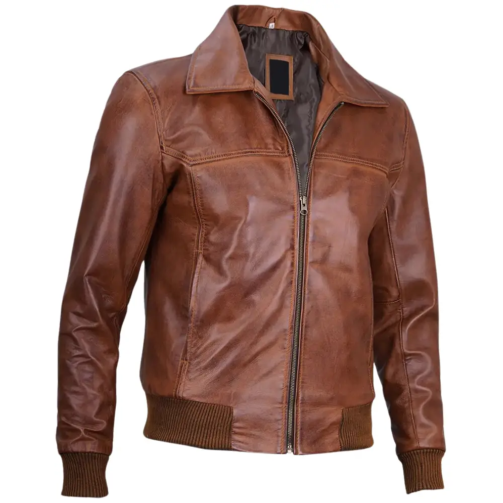 Brown Bomber Leather Jacket