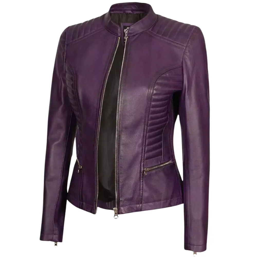 Purple Moto Leather Jacket Womens