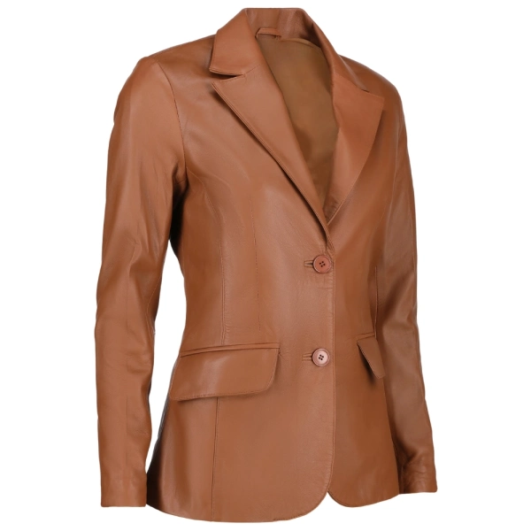 Cognac Leather Blazer