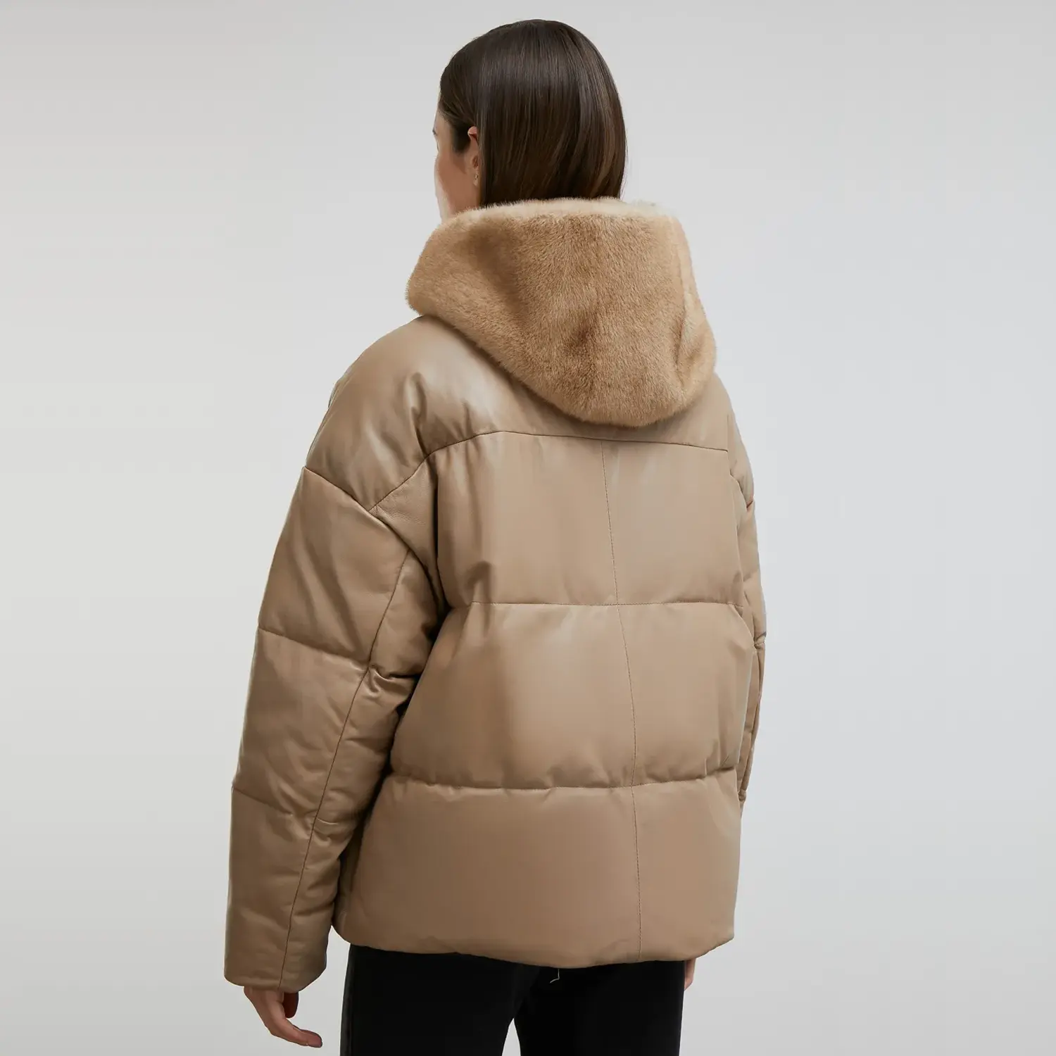 Brown Puffer Jacket With Fur Hood for Sale