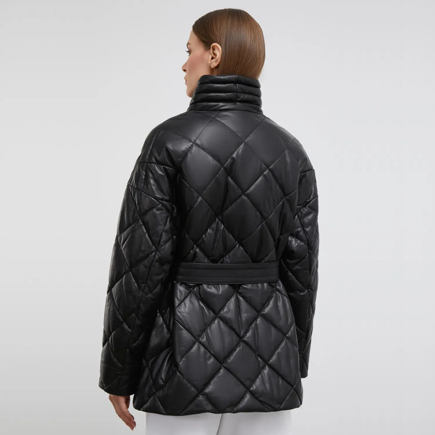 Buy women's black quilted puffer jacket