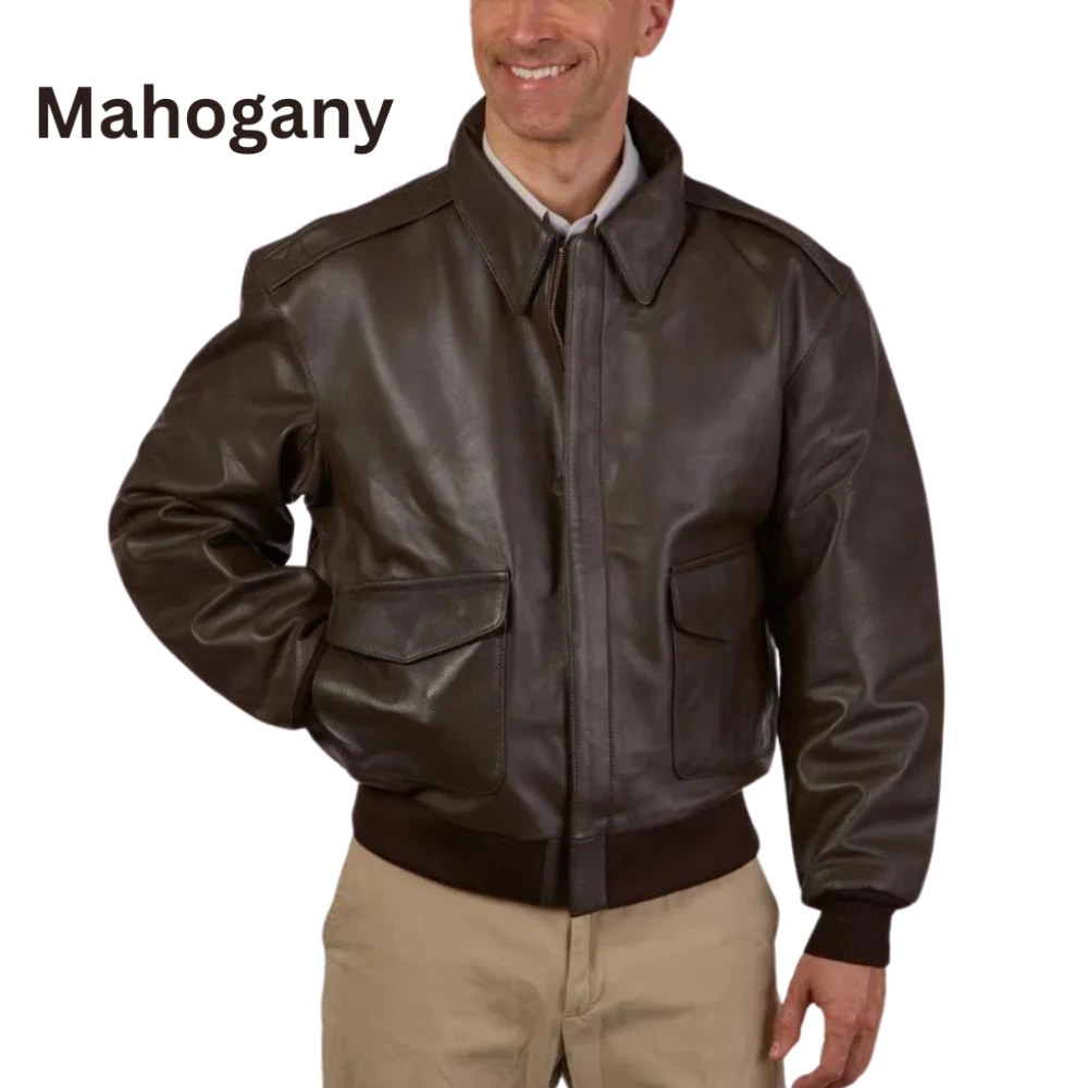 A2 Aviator Cockpit Men Mahogany Leather Bomber Jacket for Sale