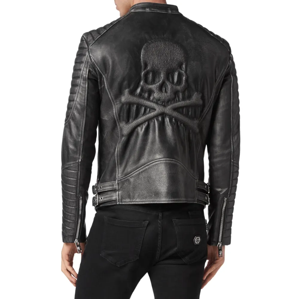 Buy Black Leather Biker Jacket Men