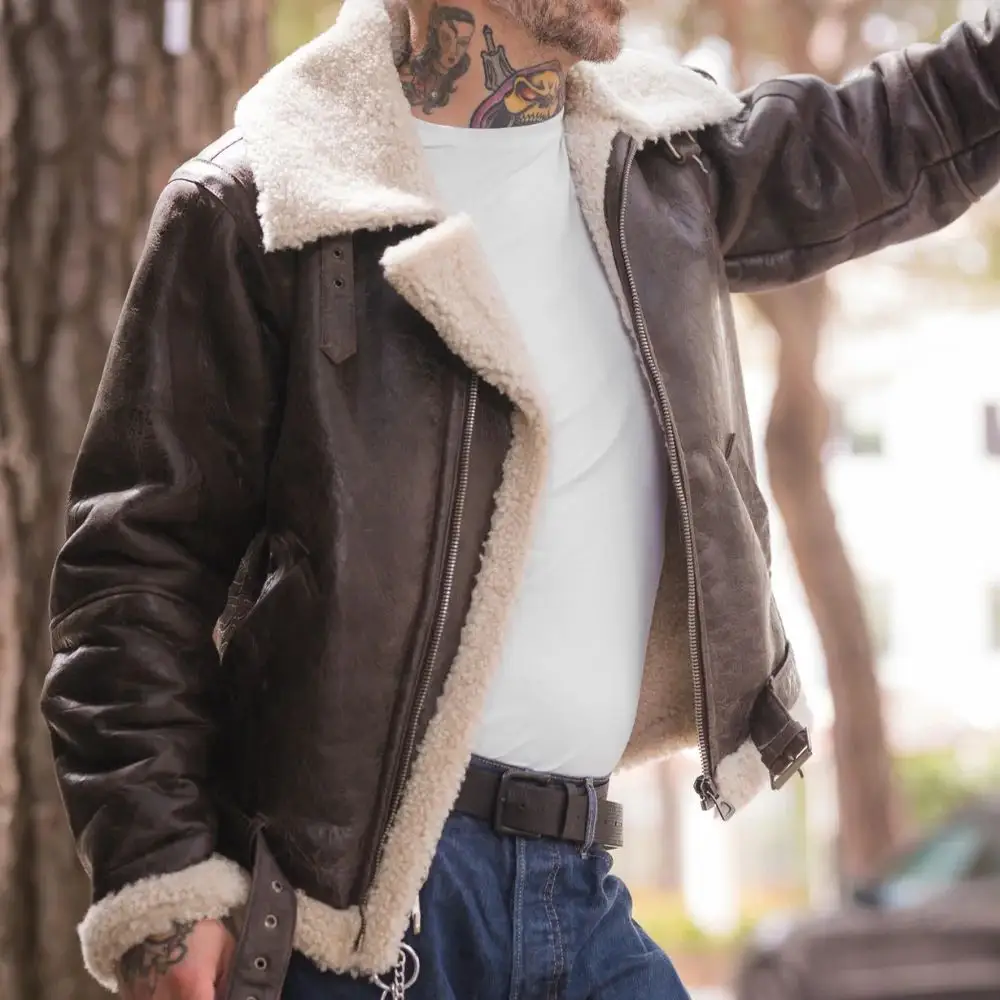 Buy Shearling Bomber Leather Jacket