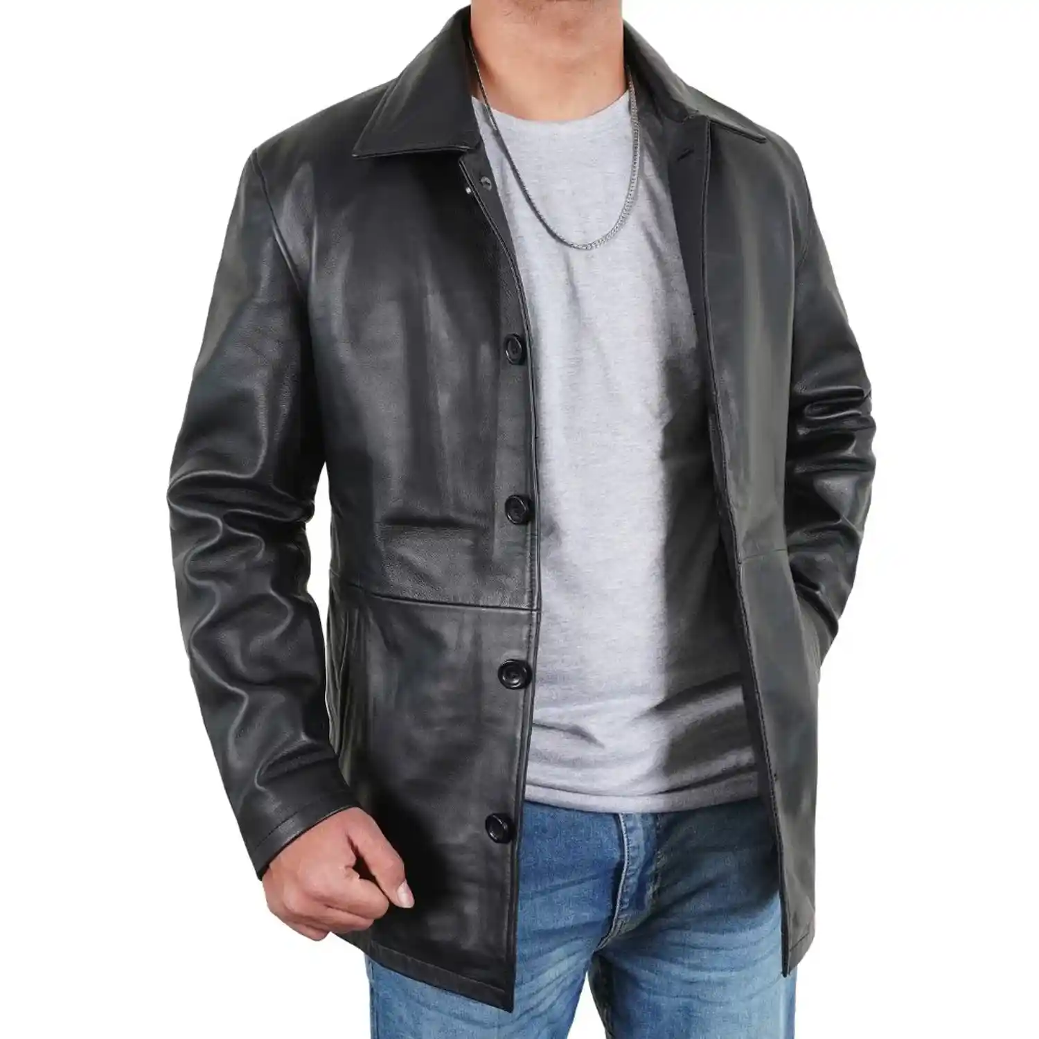 Long Black Leather Car Coat Mens Big Discounts