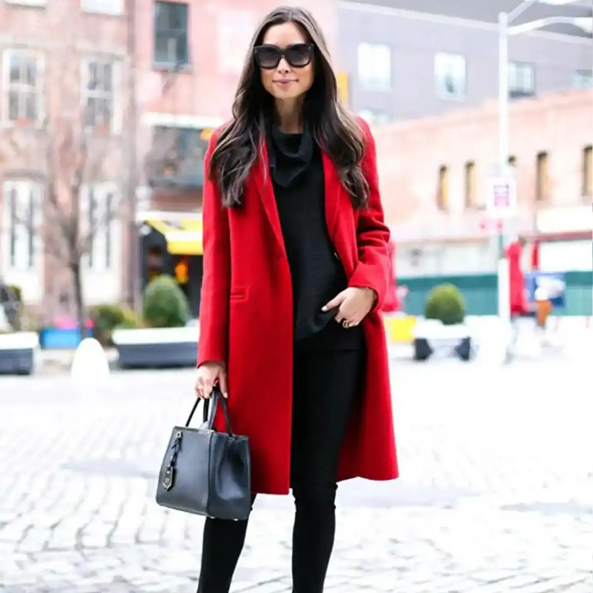 Single Womens Breasted Red Wool Coat Online