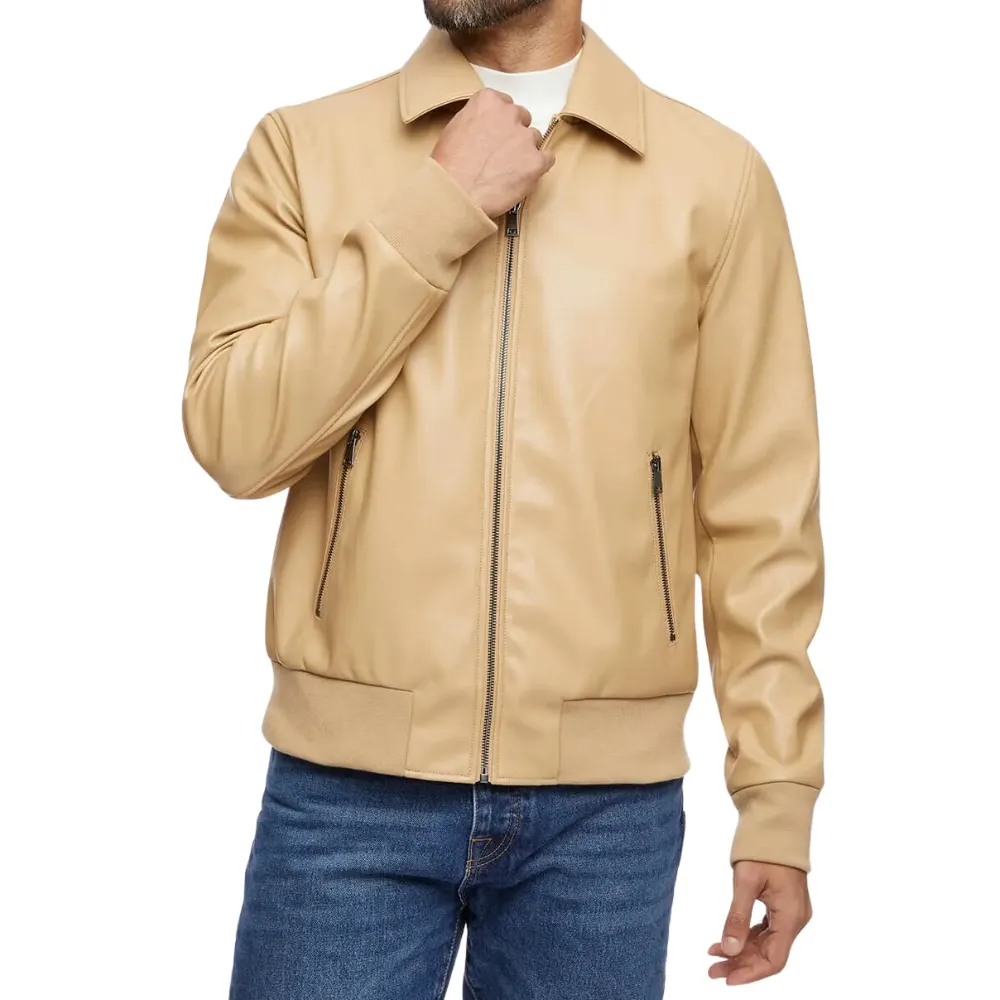 Beige Leather Jacket