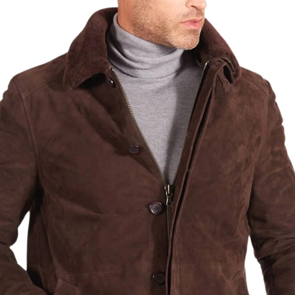 Brown Suede Coat Mens