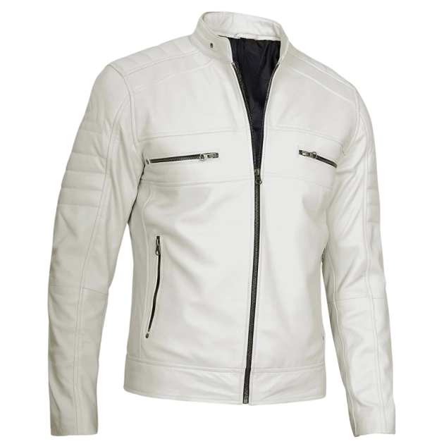 White Leather Jacket Mens