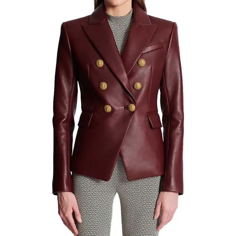 kim-womens-maroon-leather-blazer