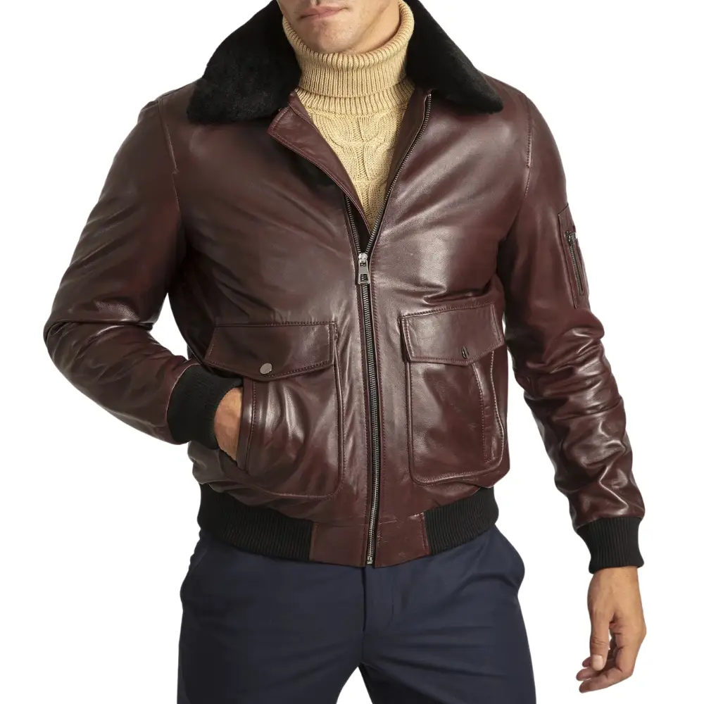 Maroon Bomber Jacket Mens