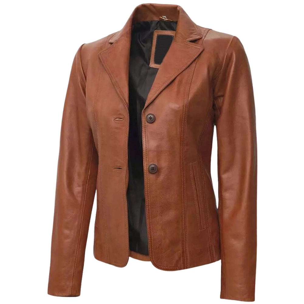 Women’s Brown Leather Blazer