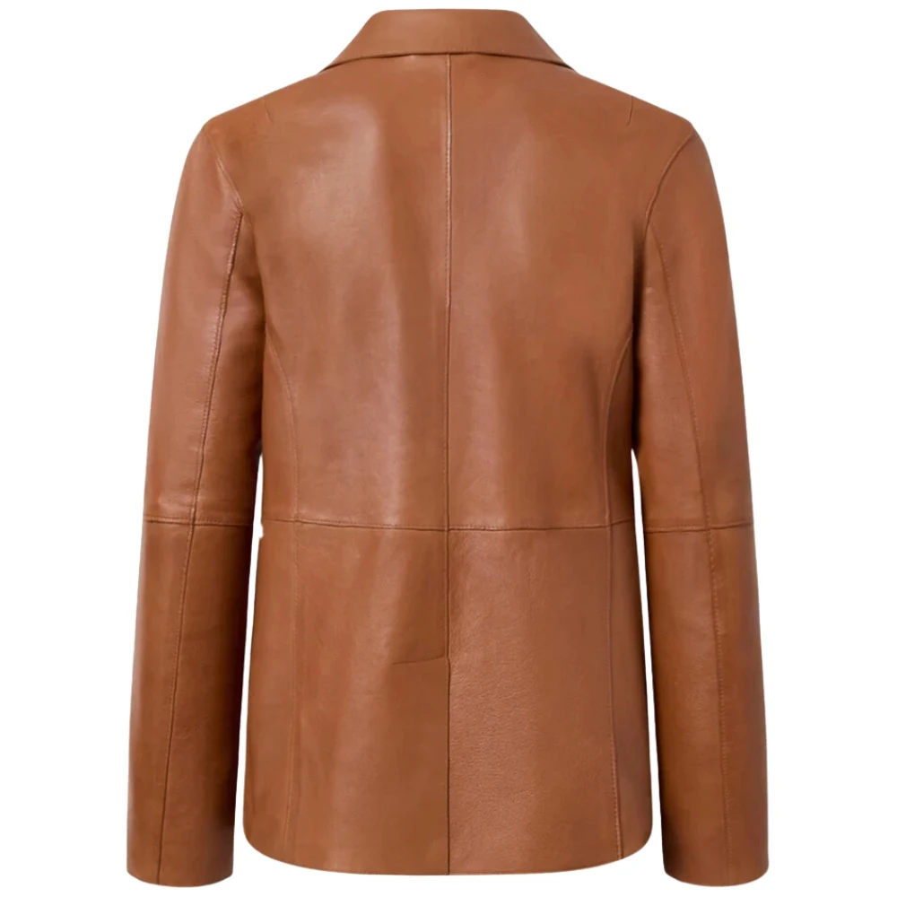 Two Button Womens Brown Leather Blazer