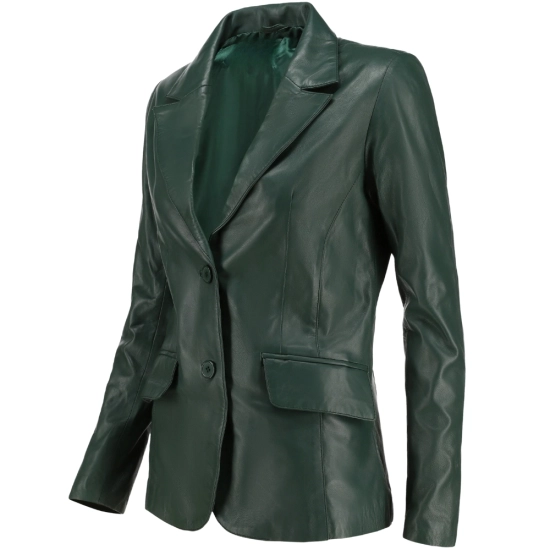 Womens Green Leather Blazer