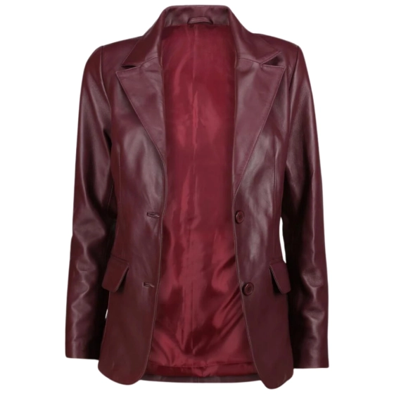 Leather Burgundy Blazer Women