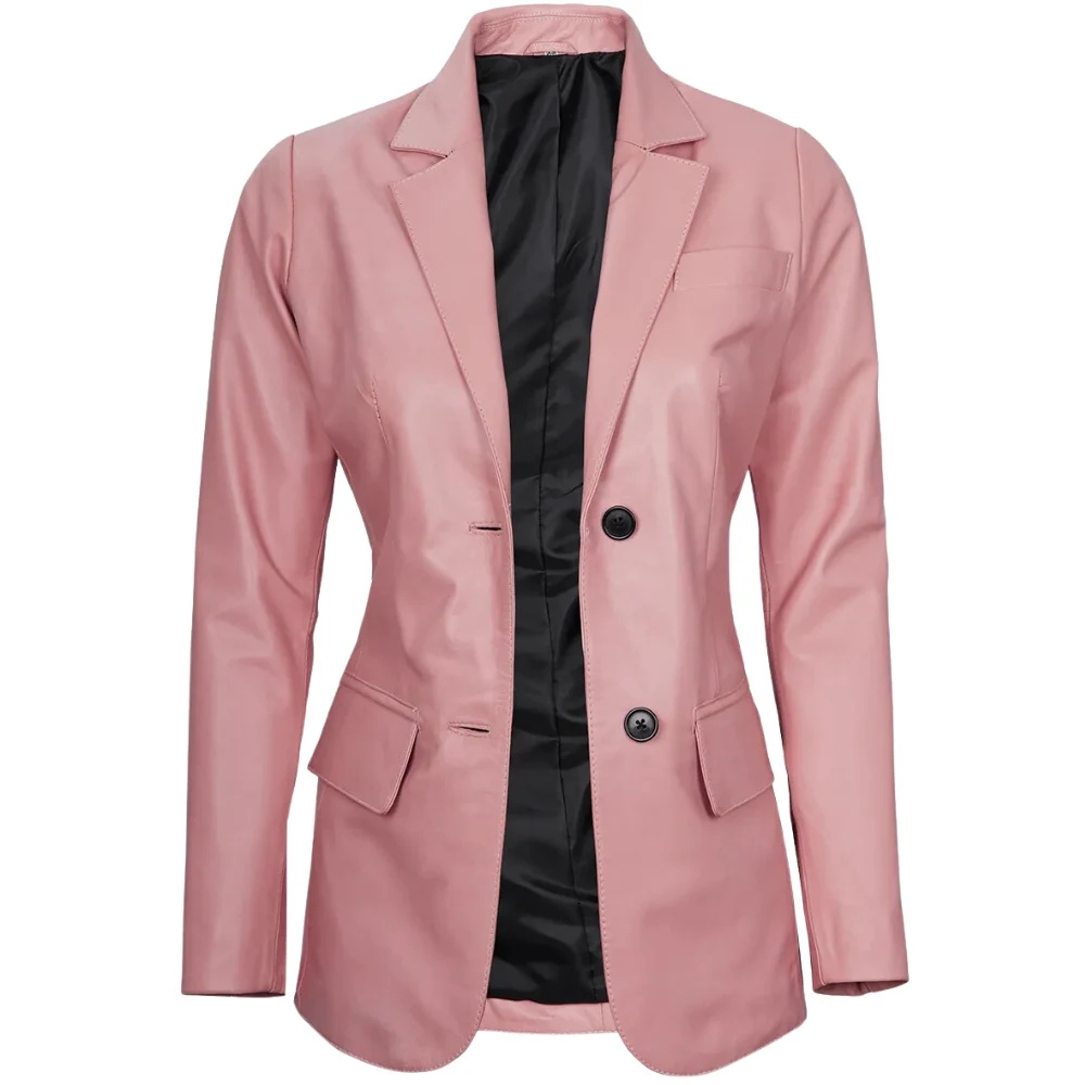 Pink Leather Blazer Womens