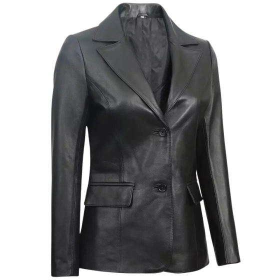 Black Blazer Leather Womens