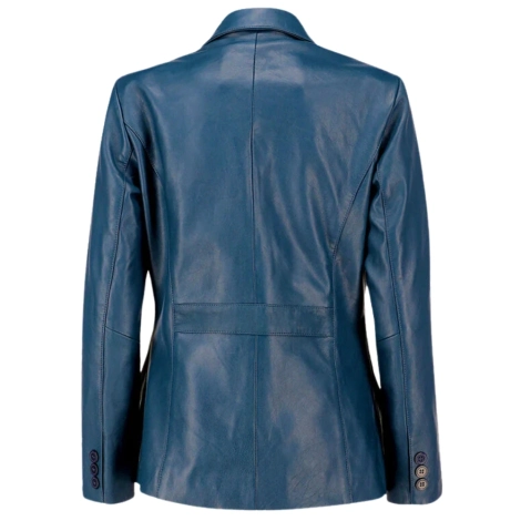 Womens Blue Leather Blazer