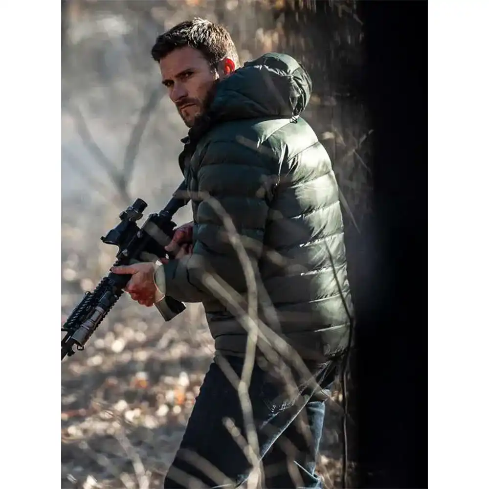 Alarum 2025 Scott Eastwood Green Puffer Jacket